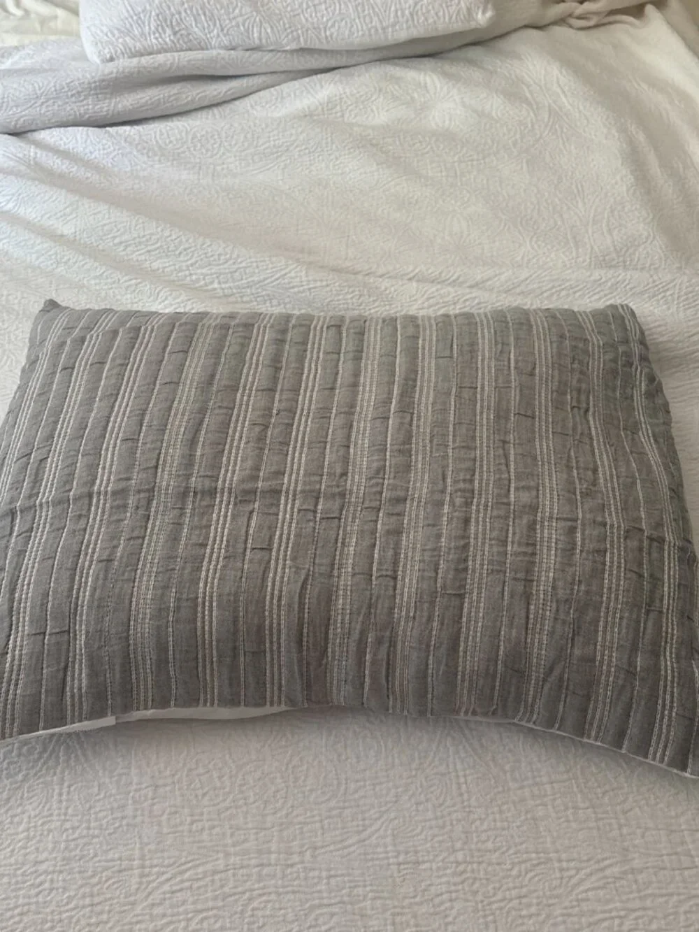 Hearth & Hand with Magnolia One Textured Stripe Standard Pillow Sham Gray 2 Pack